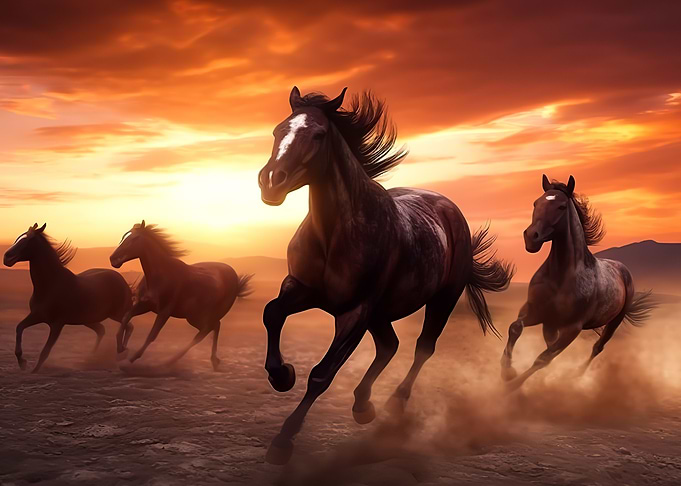 horses running