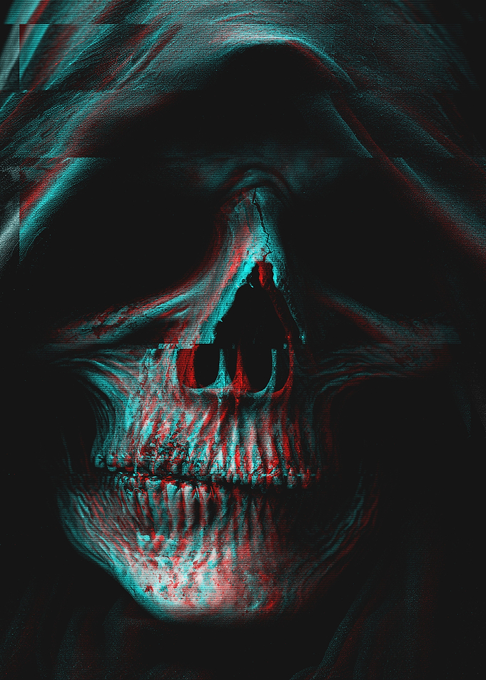 Glitch Grim Reaper Skull