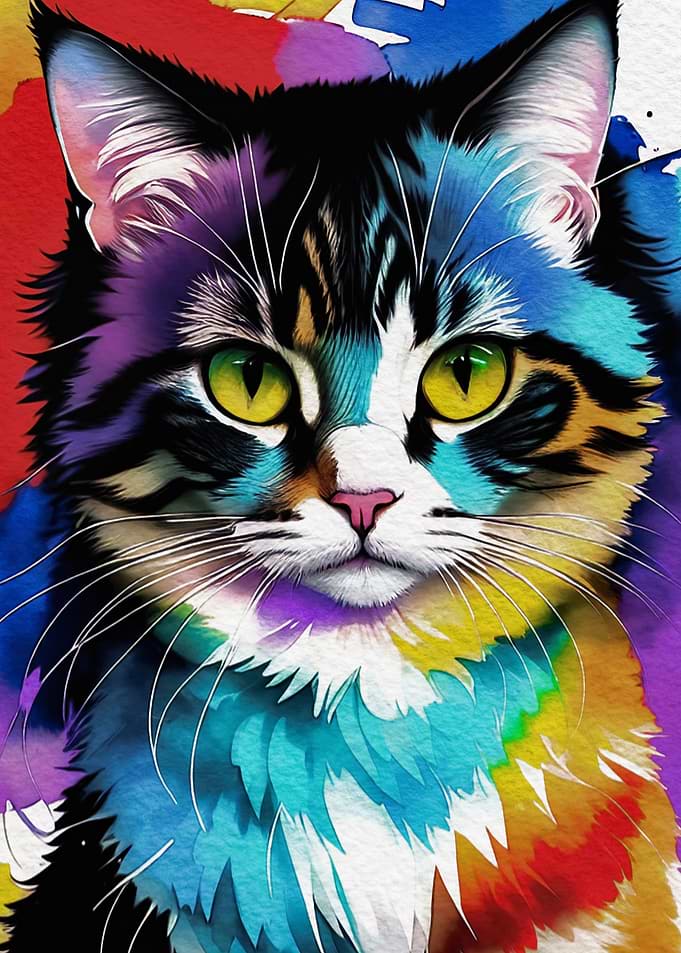 Watercolor Cat Portrait