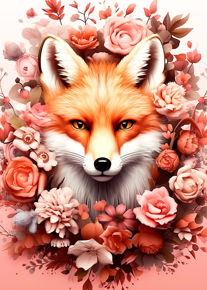 Fox with flowers