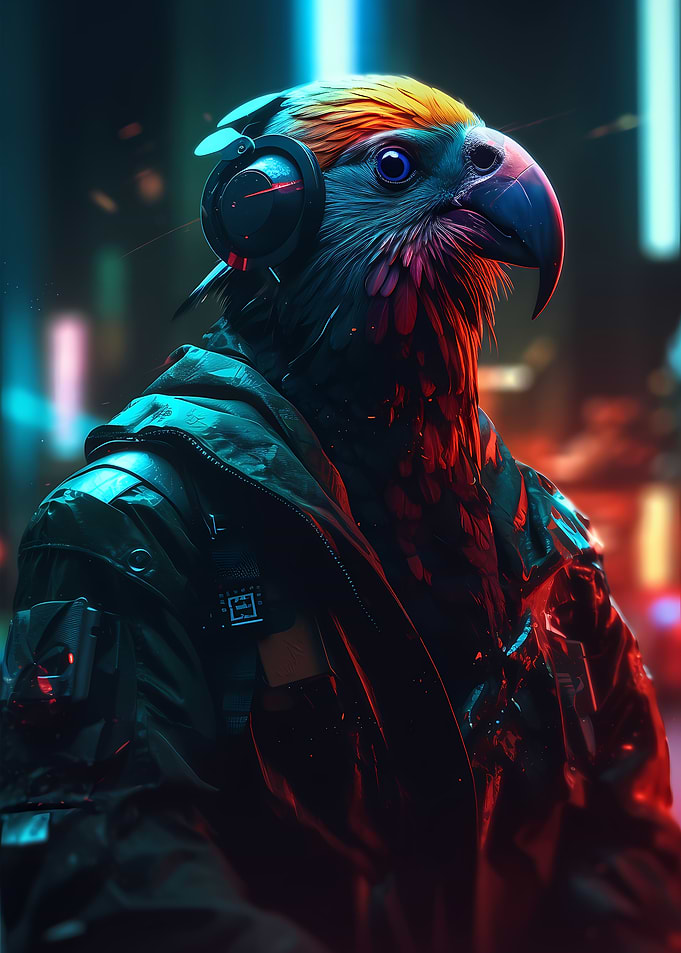 Cyberpunk Steampunk Parrot