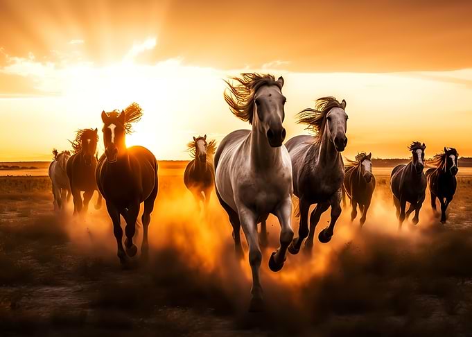 horses running