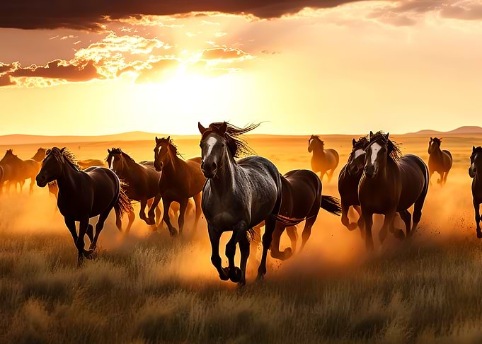 horses running