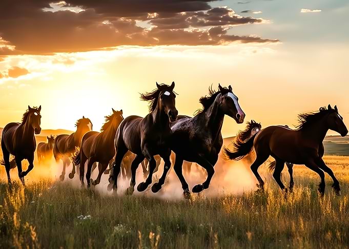 horses running