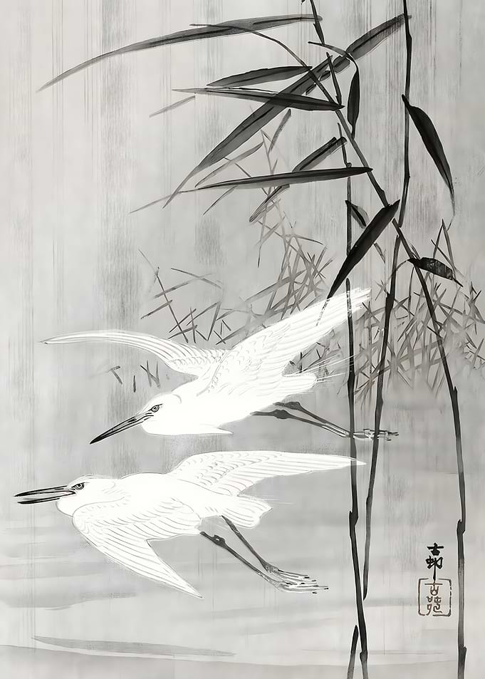 Ukiyo e Two egrets