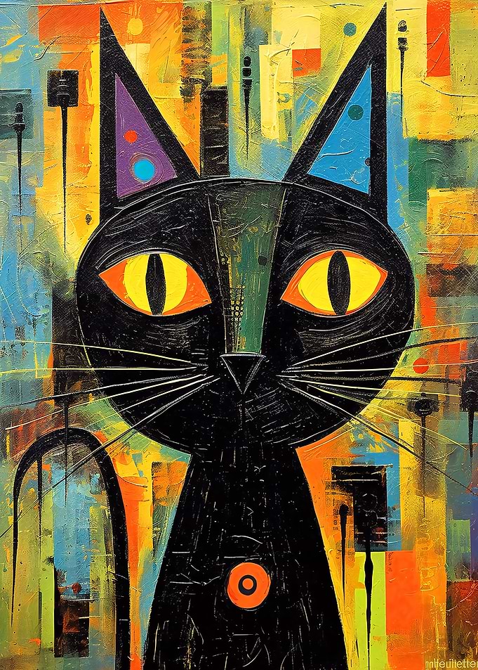 Black Cat Painting