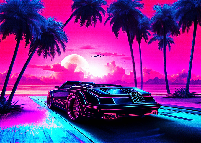 Retro Palm trees beach
