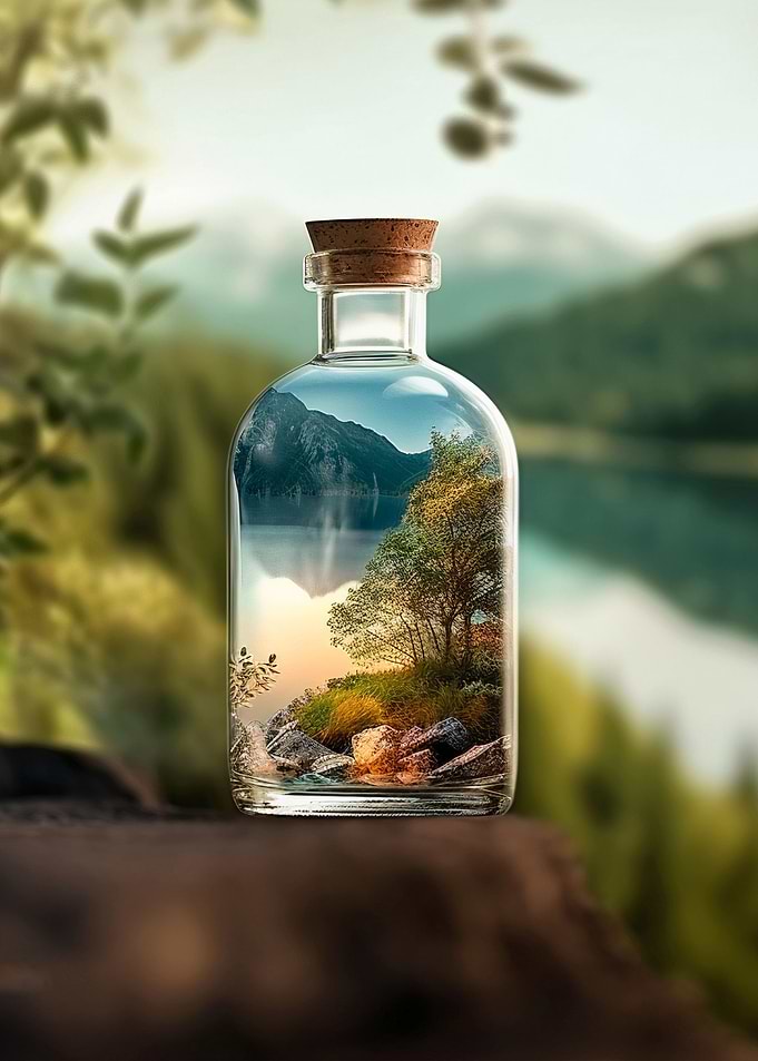 Nature scene in a bottle