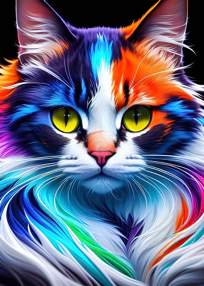 Colorful cat portrait