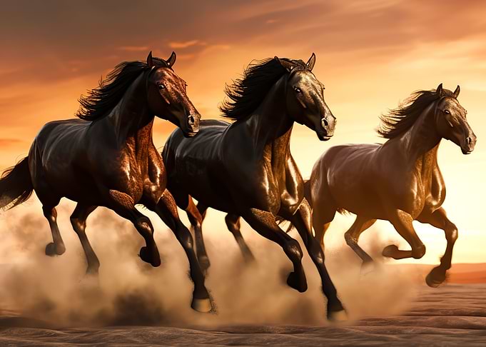horses running