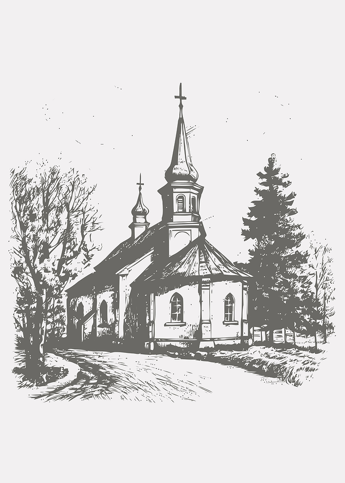 Sketch of church hand draw