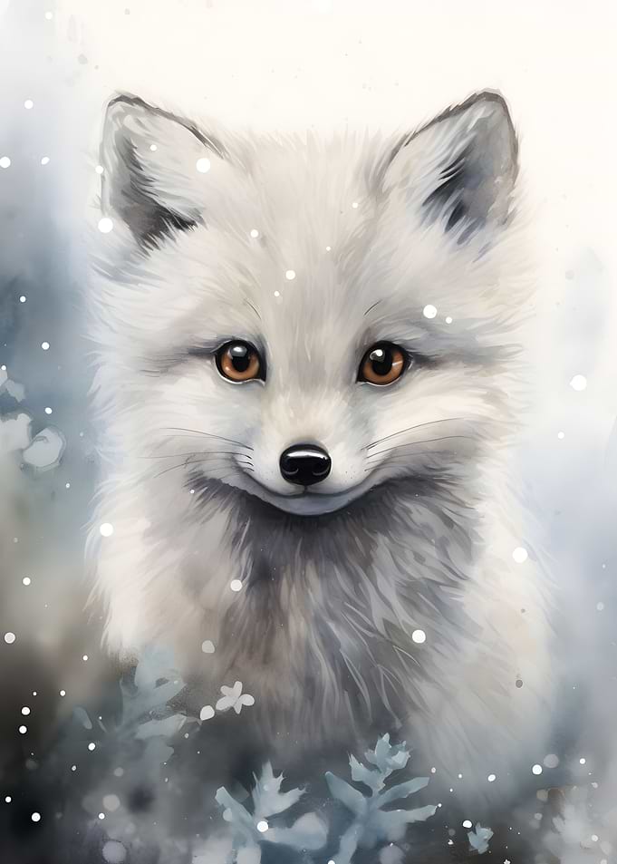 Arctic Fox Watercolor