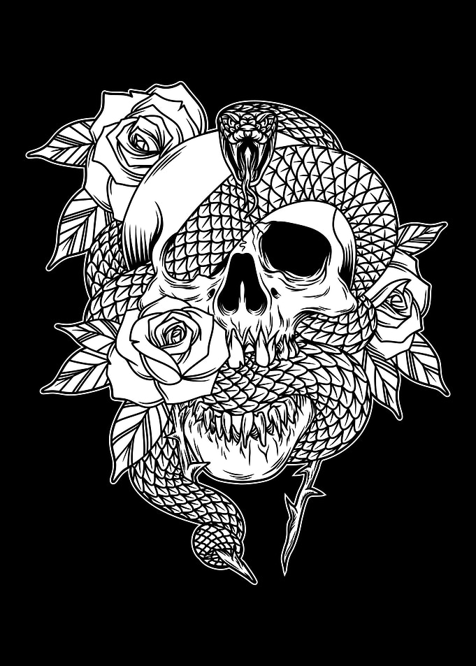Viper and Skull BnW