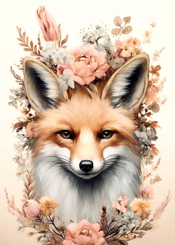 Fox with flowers