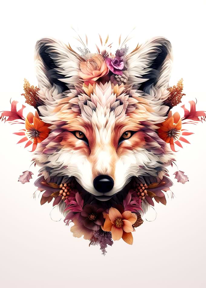 Fox with flowers