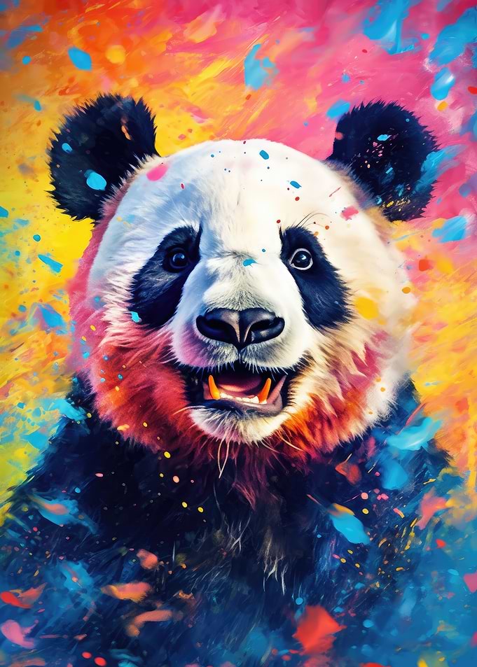 Paint Splatter Panda Bear