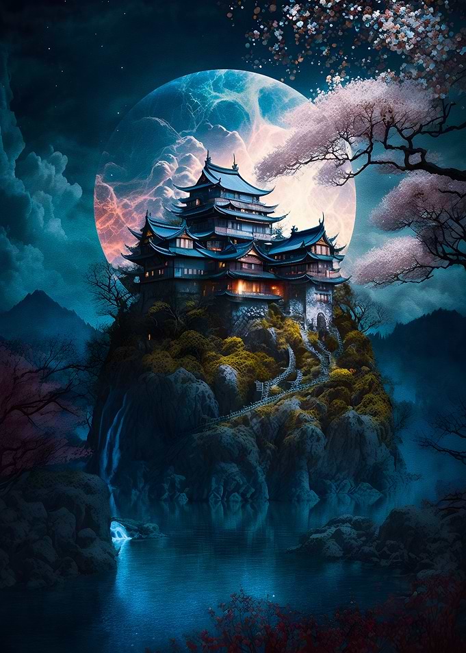 Full Moon japanese Temple