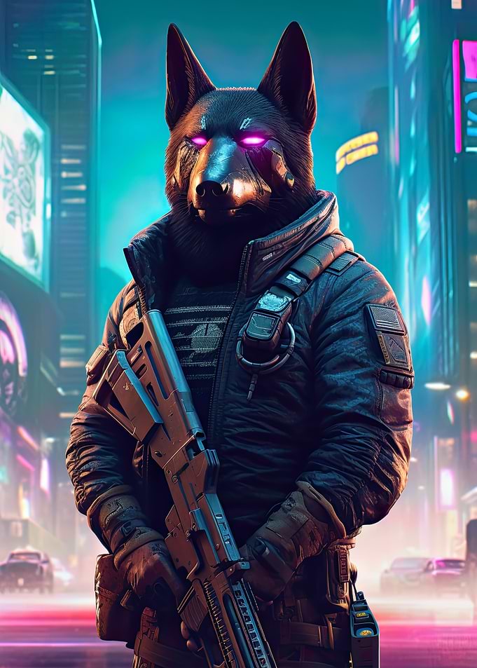 Cyberpunk Police Dog