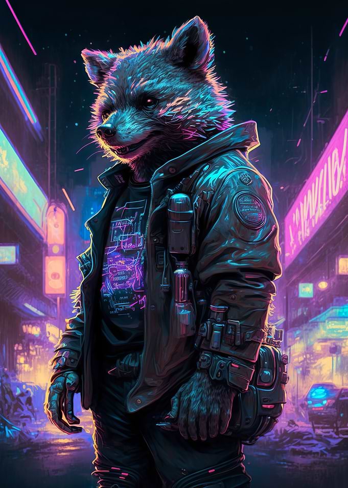 Bear Cyberpunk style