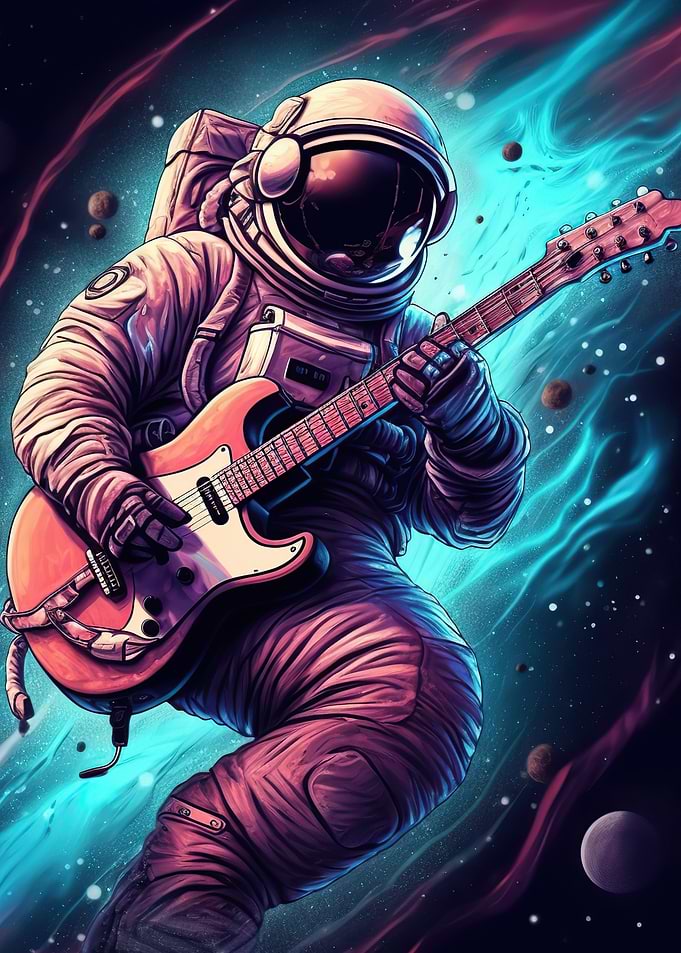 astronaut playing guitar
