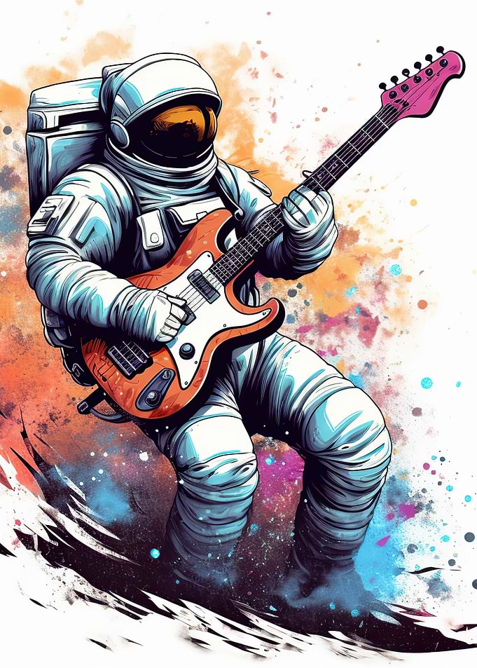 astronaut playing guitar
