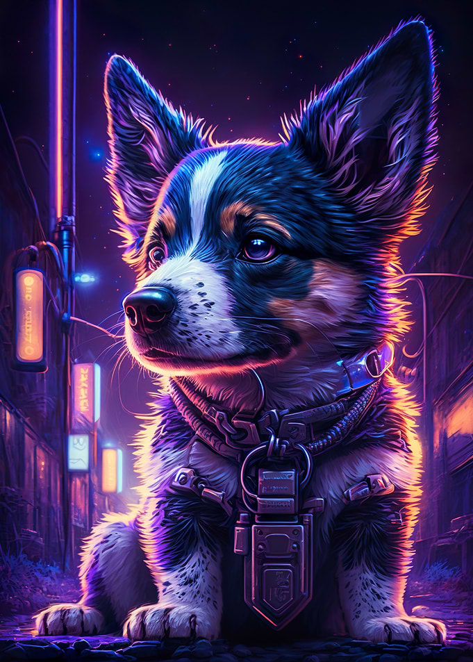 Dog Human Cyberpunk
