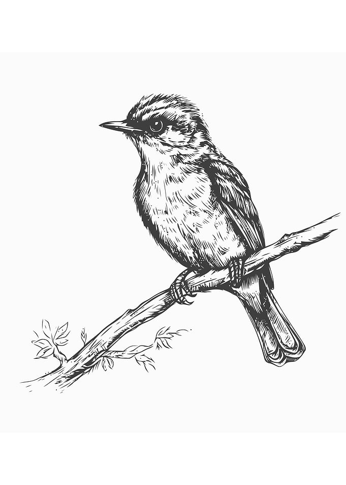Sketch of bird hand draw