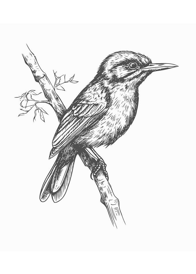 Sketch of bird hand draw