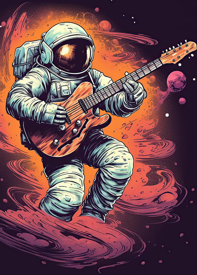 astronaut playing guitar
