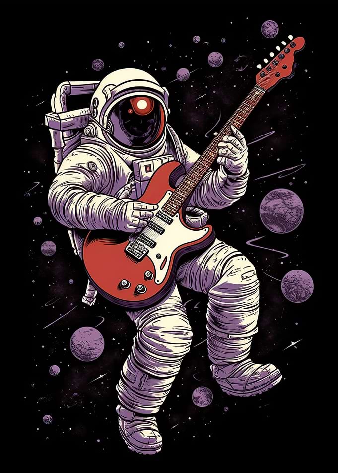 astronaut playing guitar