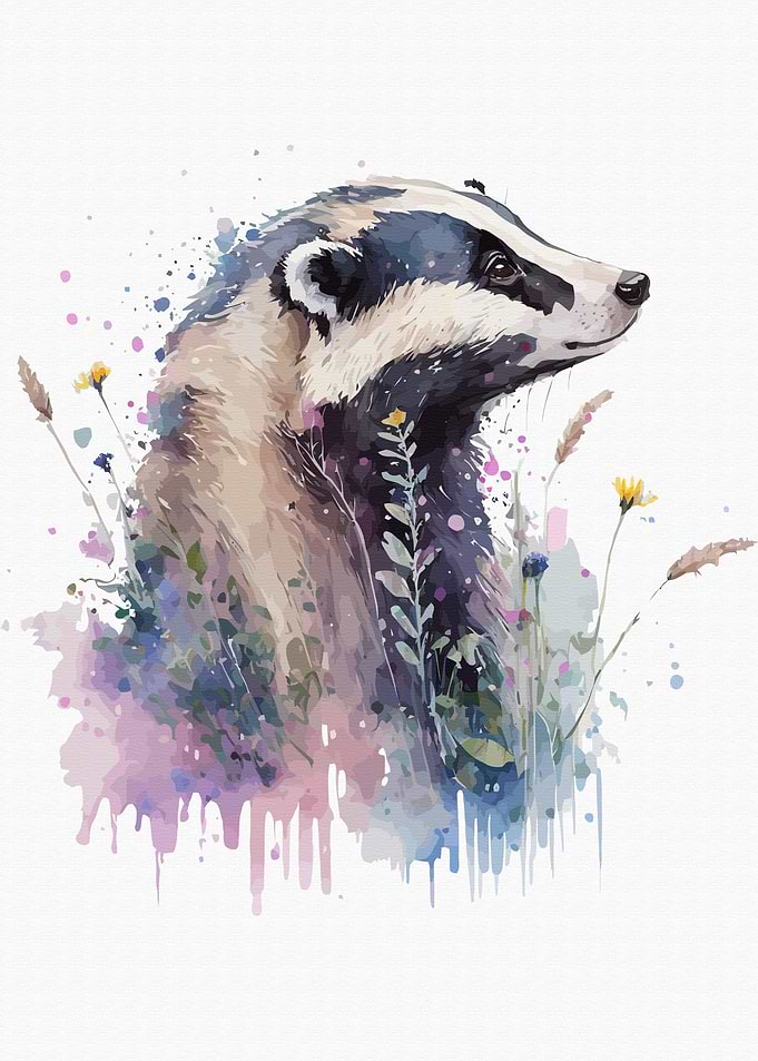 Weasel in watercolor style