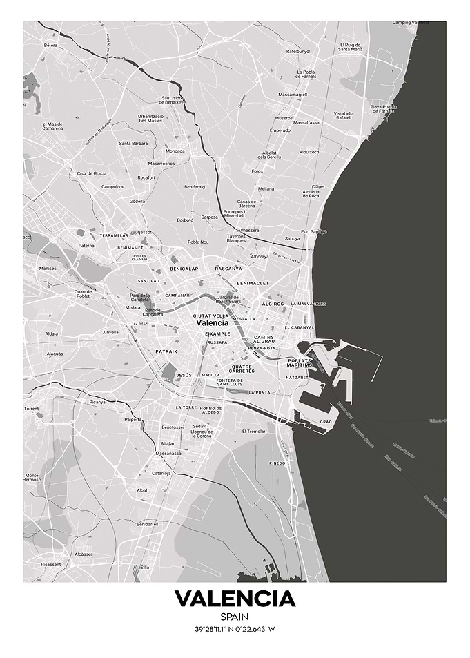 Valencia spain streetmap