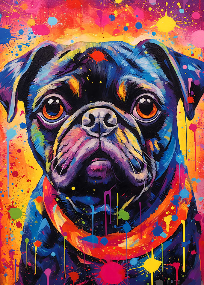 Black Pug Abstract