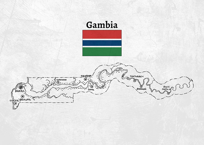 Handdrawn Gambia Map