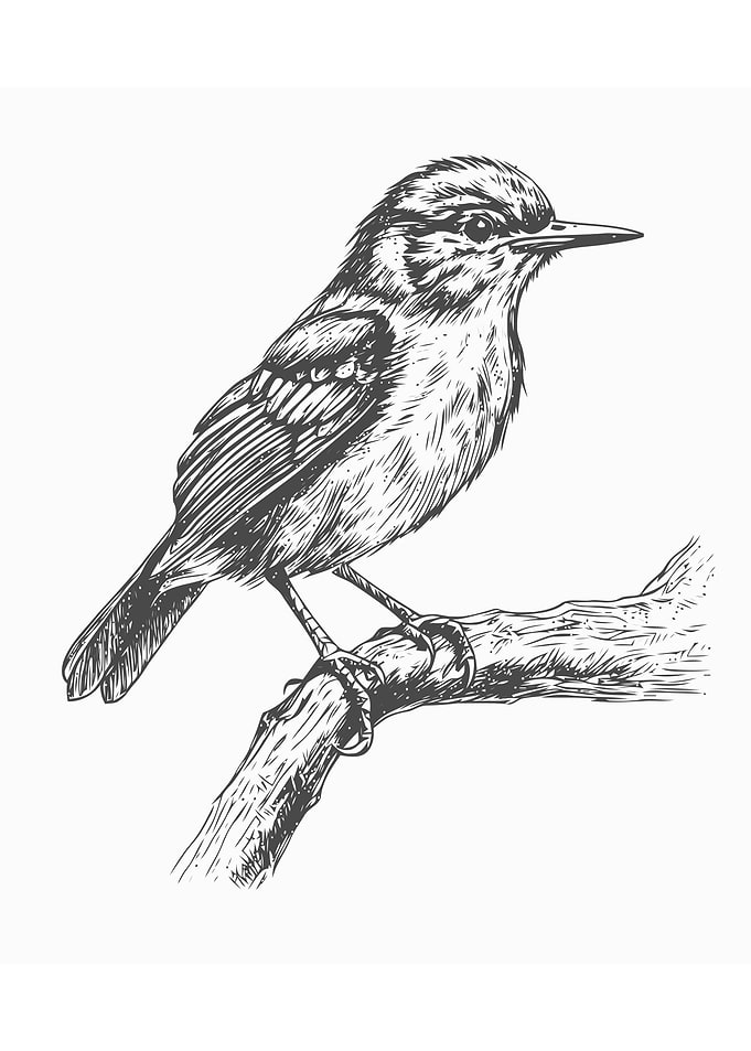 Sketch of bird hand draw