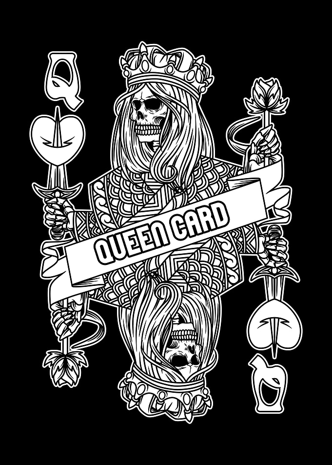 queen card BnW