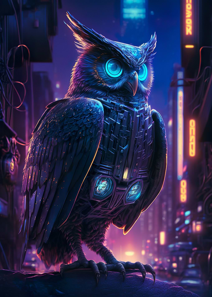 Owl Cyberpunk style