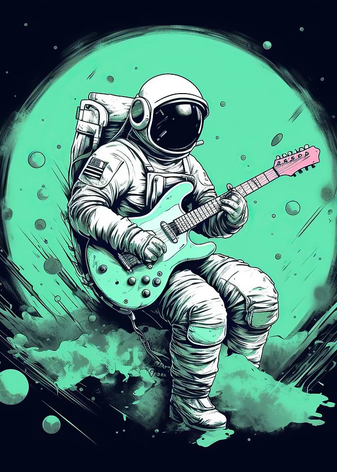 astronaut playing guitar
