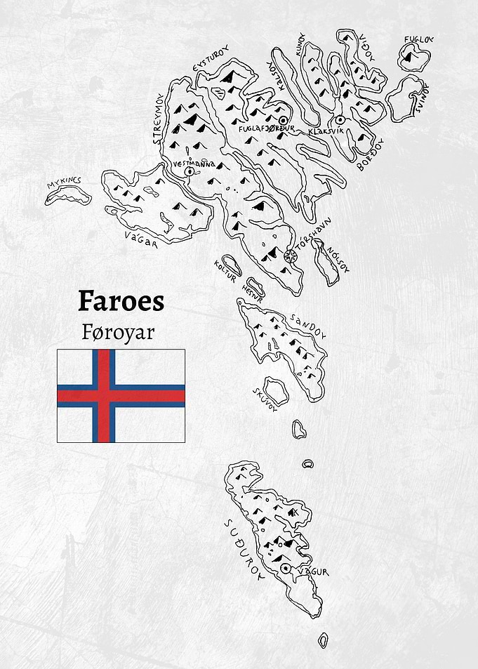 Handdrawn Faroes Map