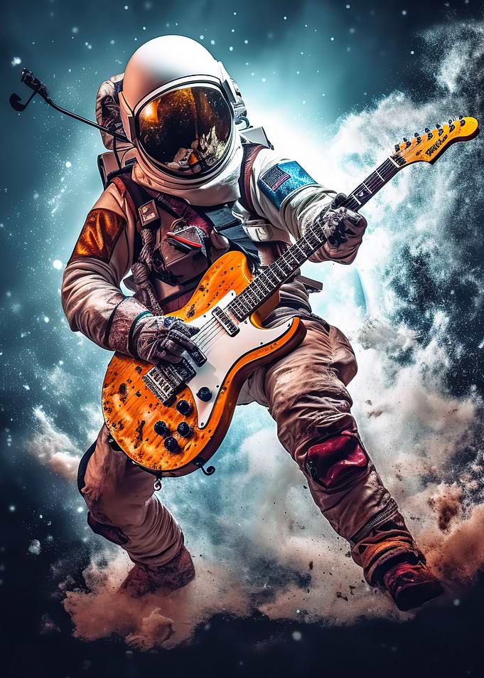 astronaut playing guitar
