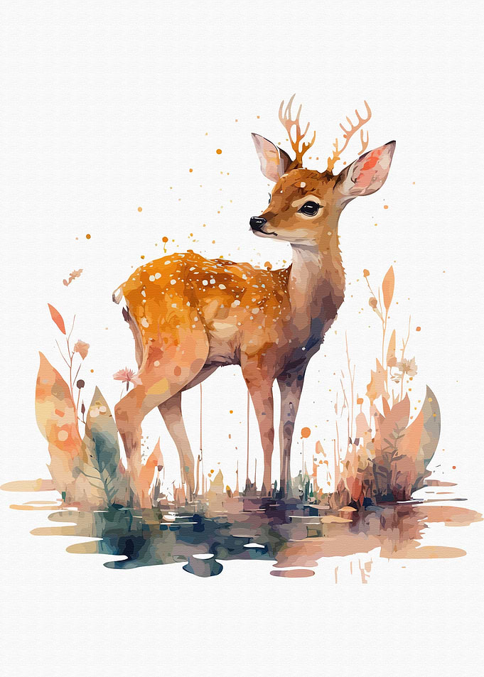 Deer in watercolor style