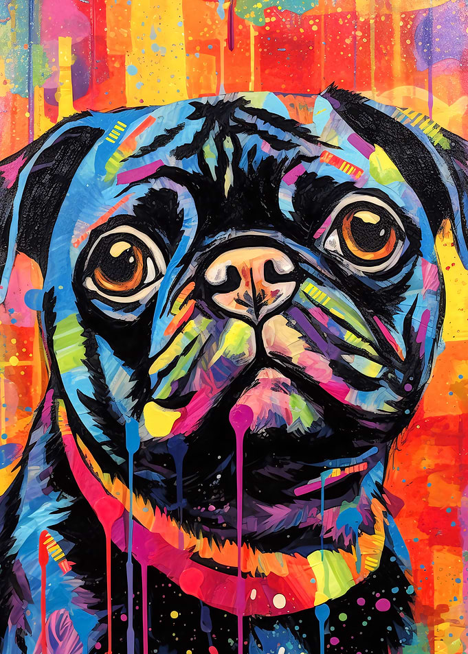 Black Pug Painting