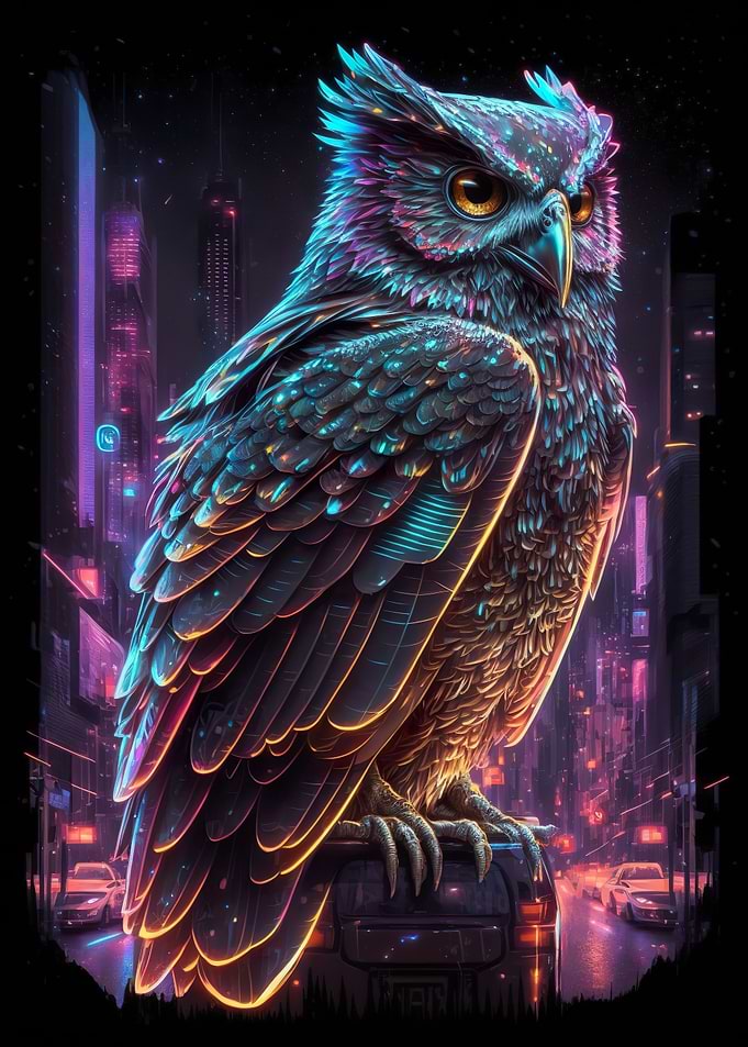 Owl Cyberpunk style