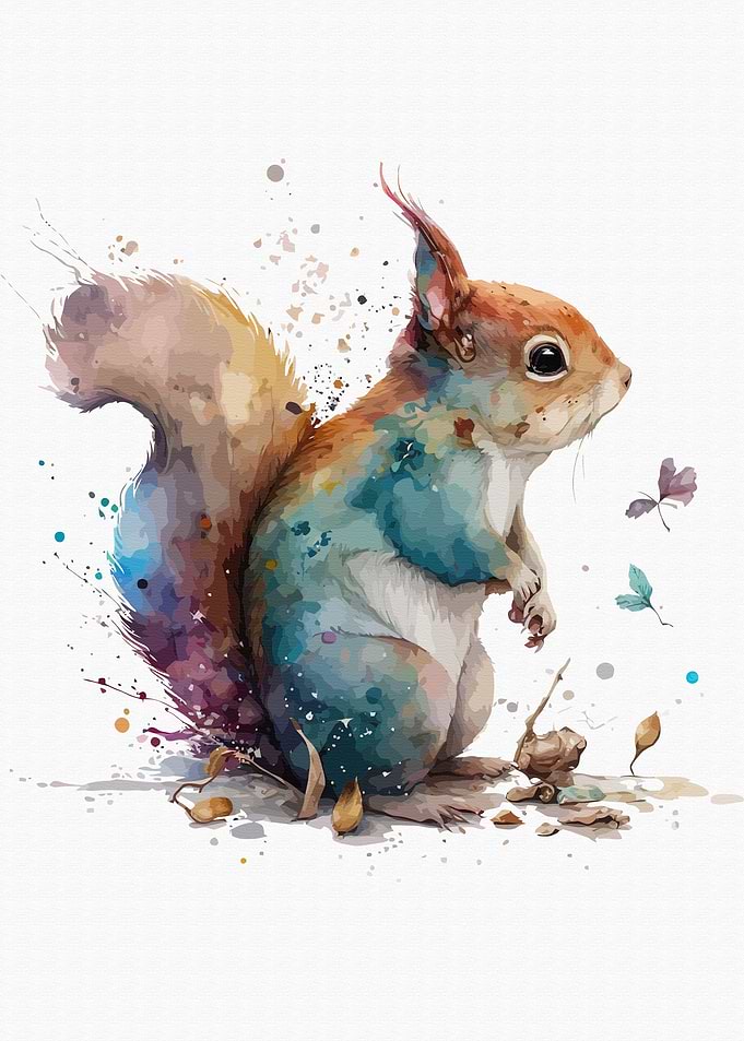 Squirrel in watercolor