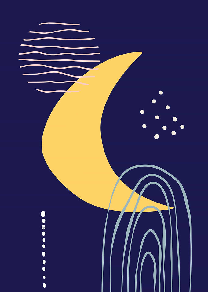 Midnight moon graphic art