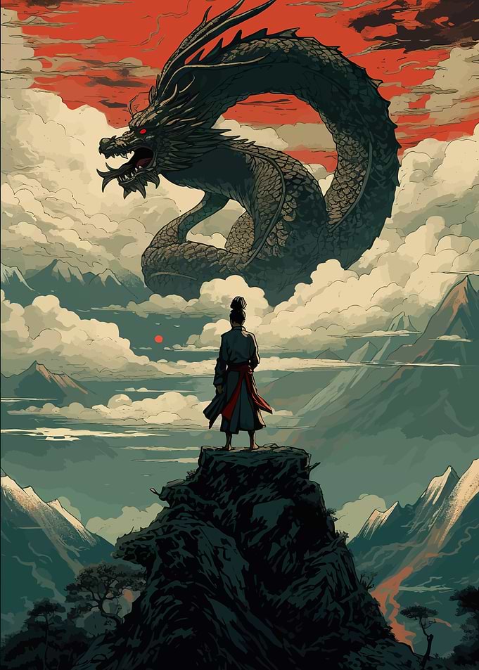 Dragon And Samurai Fantasy