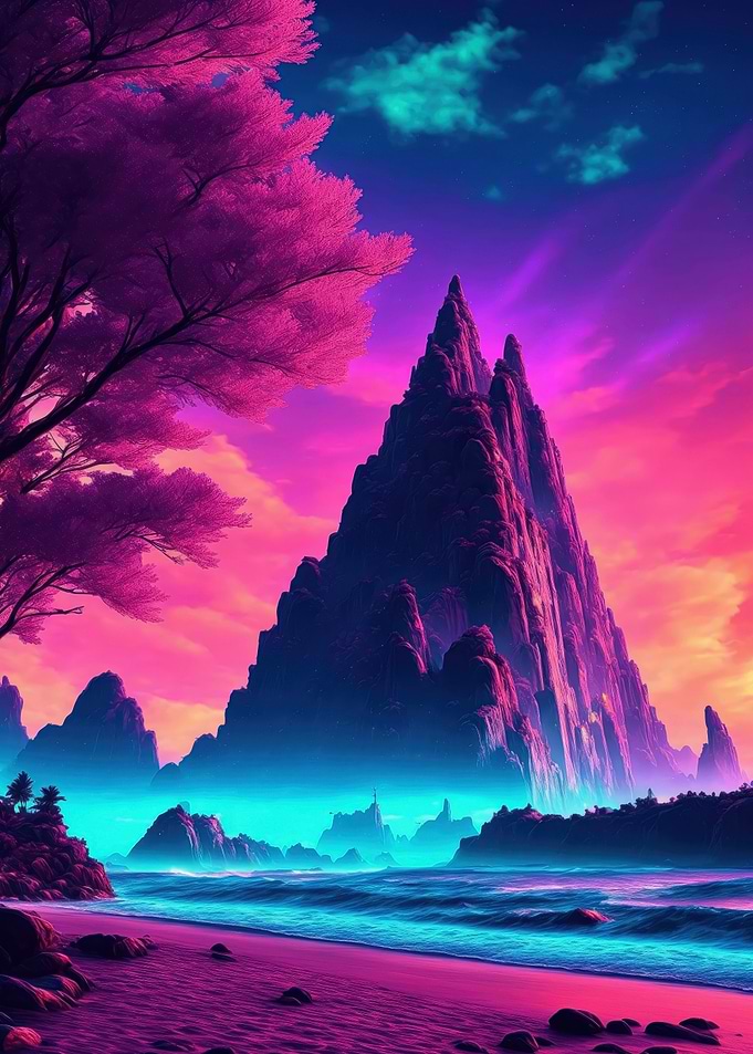 Synthwave Beach Sunset