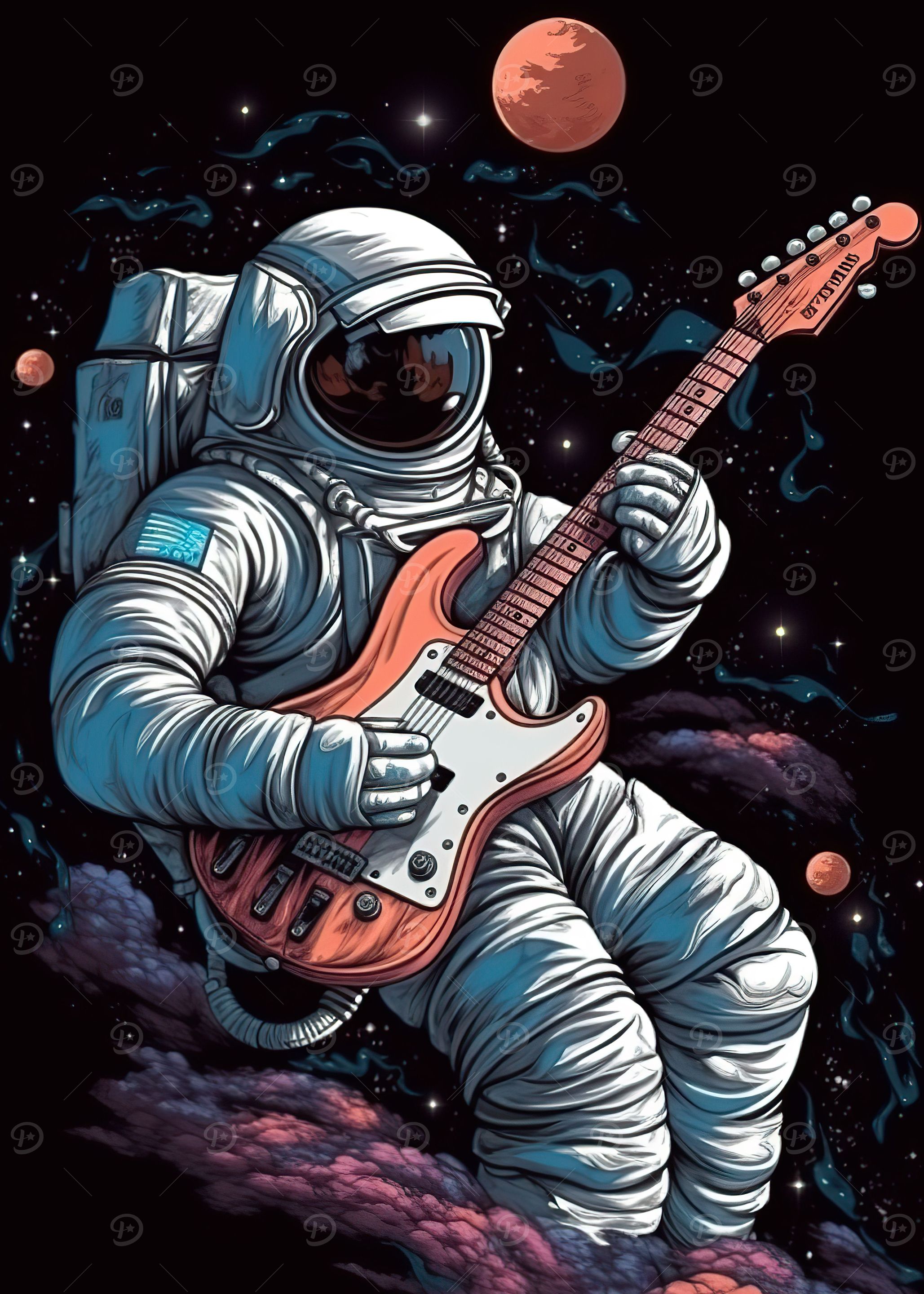 astronaut playing guitar