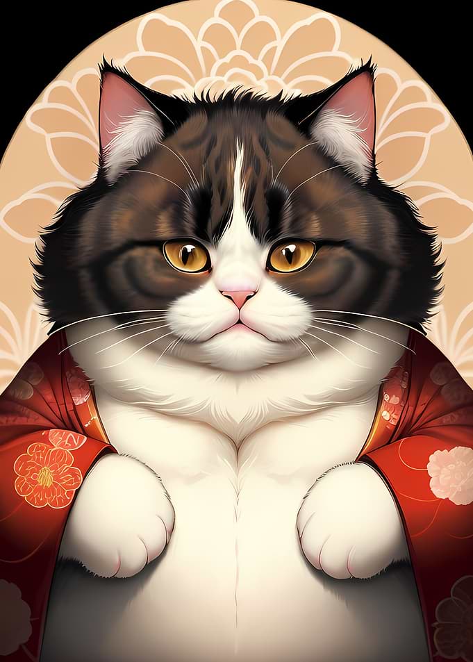 fat cat wear kimono