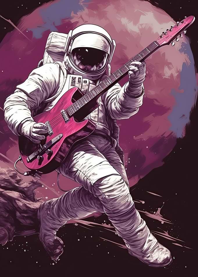 astronaut playing guitar
